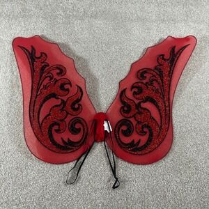 Target Red and Black Glitter Filigree Costume Wings OSFM Dark Gothic Fairy